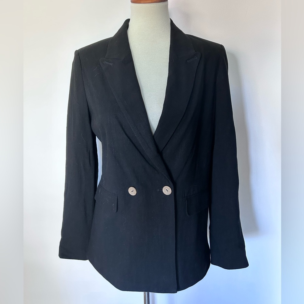 NWT slightly oversized Black Double-Breasted linen Blazer